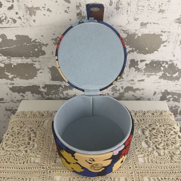 Kate Spade Traveling Organizer in Swing Flora Jewelry Box Blue Red Yellow Canvas - Picture 3 of 9